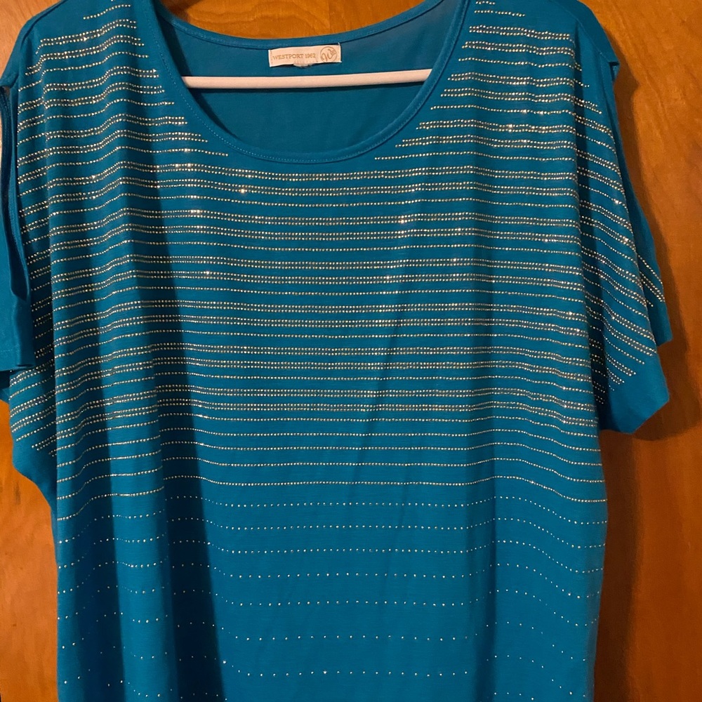 Blue with gold embellishment